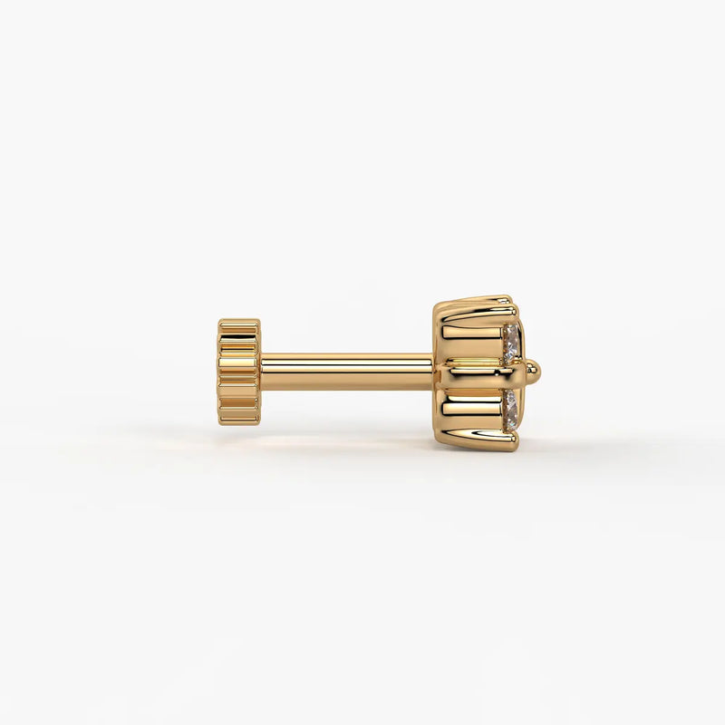 Four Stone Cluster Stud Nose Pin