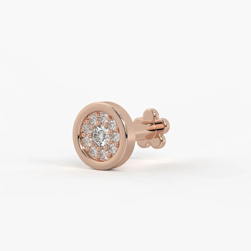 Round Halo Stud Nose Pin