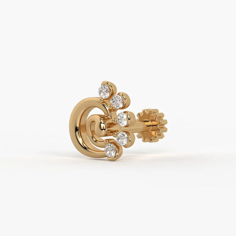 Swirl Bloom Screw Nose Pin