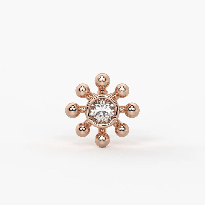 Beaded Sunburst Floral Nose Pin