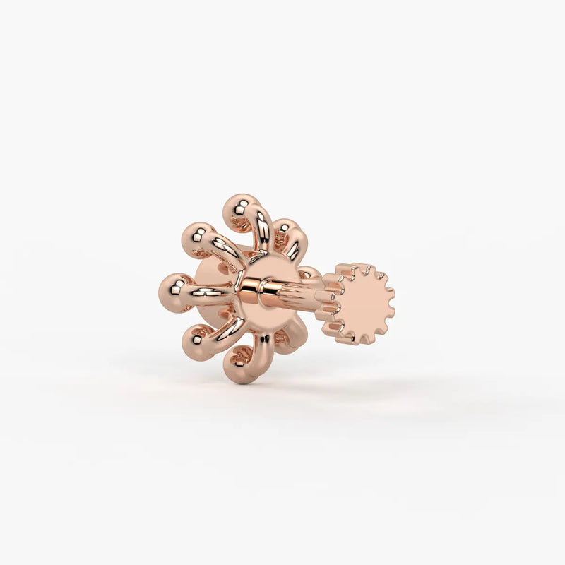 Beaded Sunburst Floral Nose Pin