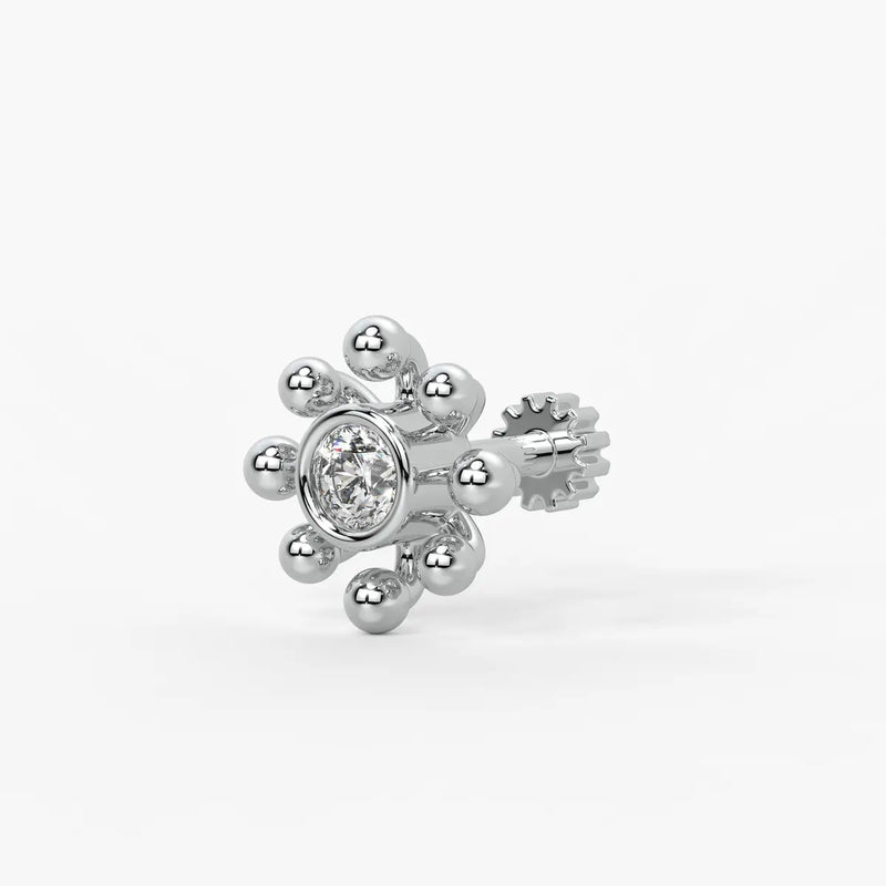 Beaded Sunburst Floral Nose Pin