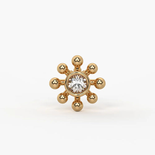 Beaded Sunburst Floral Nose Pin