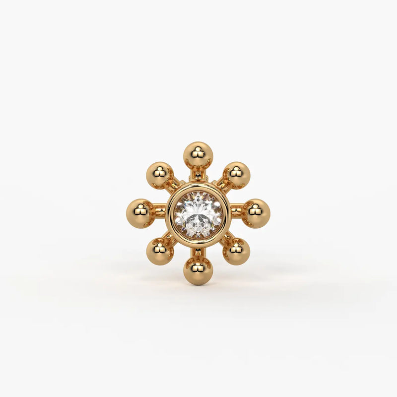 Beaded Sunburst Floral Nose Pin