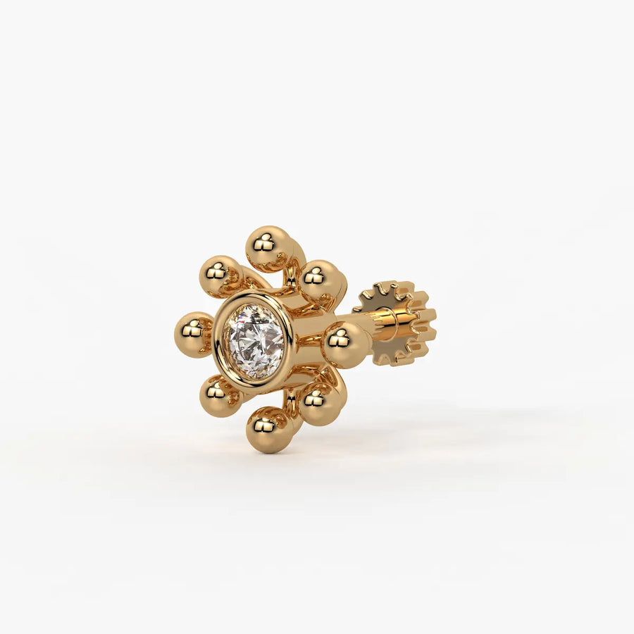Beaded Sunburst Floral Nose Pin