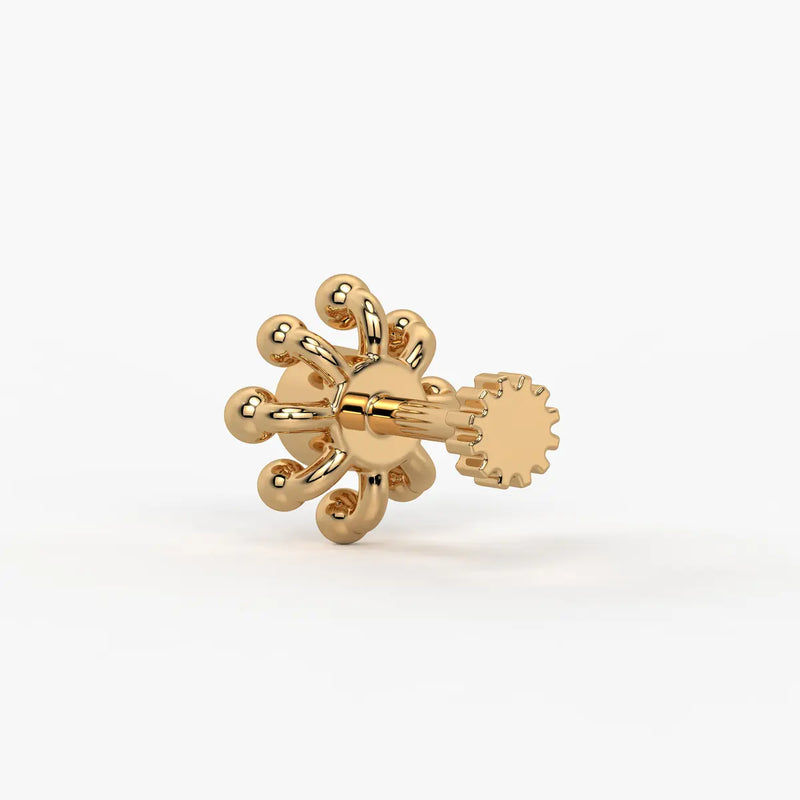Beaded Sunburst Floral Nose Pin