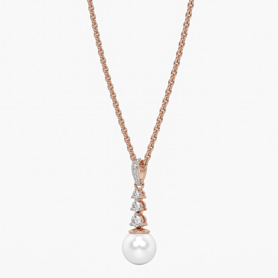 Trio Stone Pearl Drop Pendant