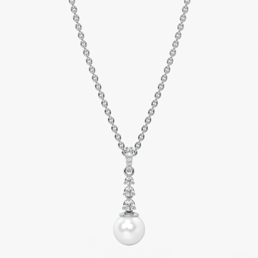 Trio Stone Pearl Drop Pendant