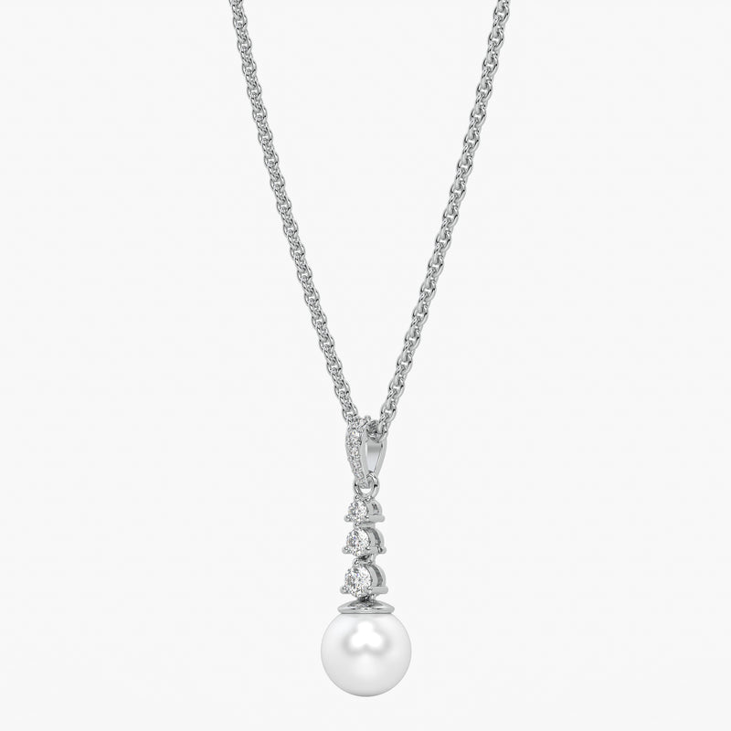 Trio Stone Pearl Drop Pendant