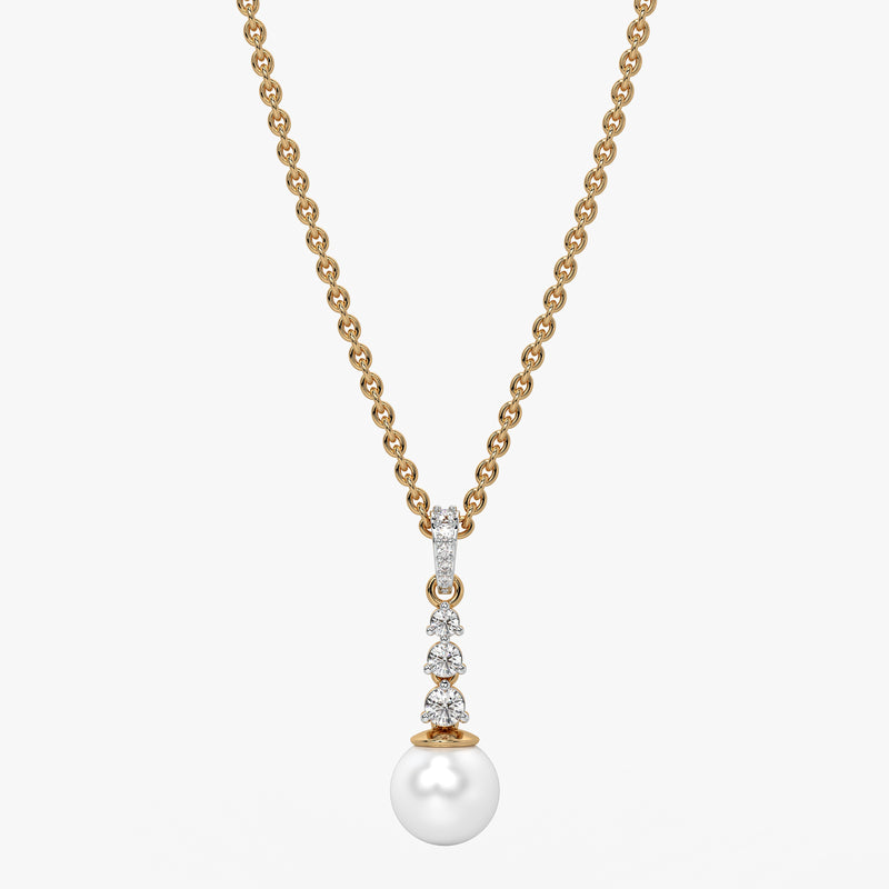 Trio Stone Pearl Drop Pendant
