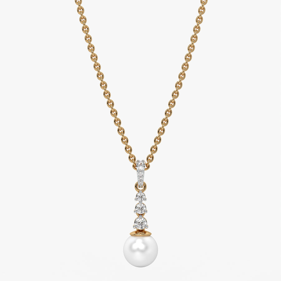 Trio Stone Pearl Drop Pendant