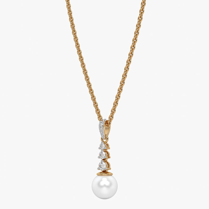 Trio Stone Pearl Drop Pendant