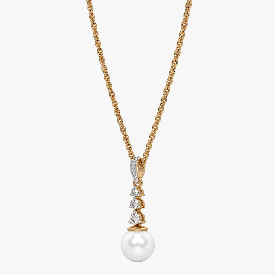 Trio Stone Pearl Drop Pendant