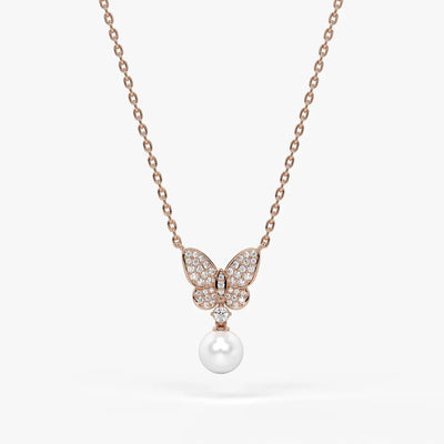 Butterfly Pearl Drop Pendant