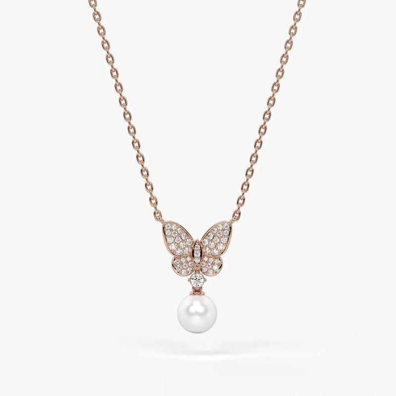 Butterfly Pearl Drop Pendant