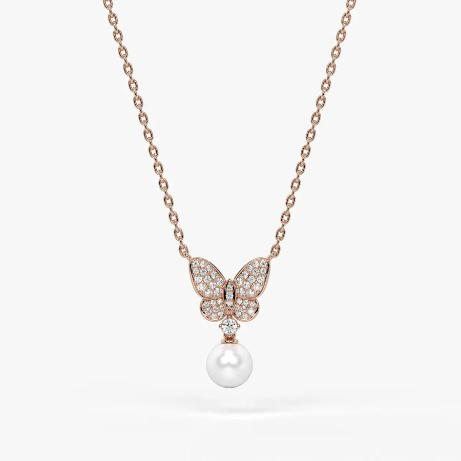 Butterfly Pearl Drop Pendant