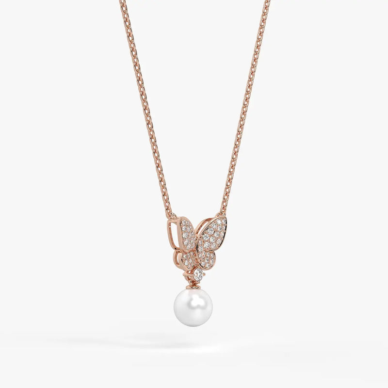 Butterfly Pearl Drop Pendant