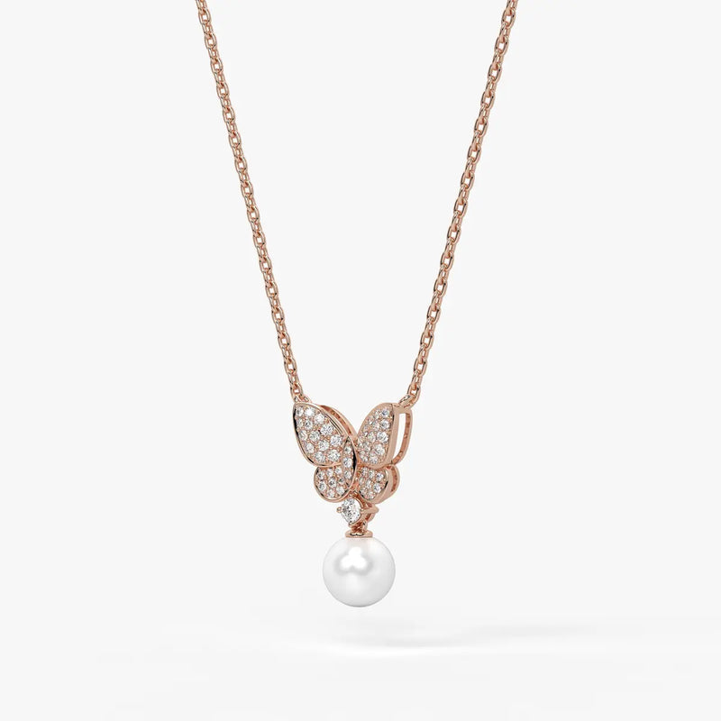 Butterfly Pearl Drop Pendant