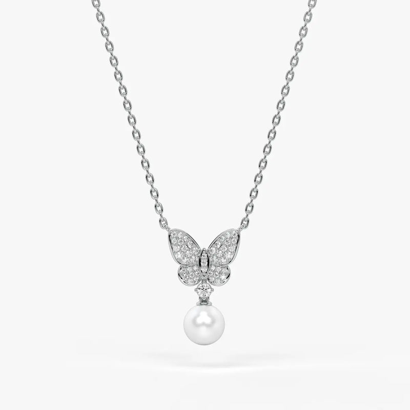 Butterfly Pearl Drop Pendant