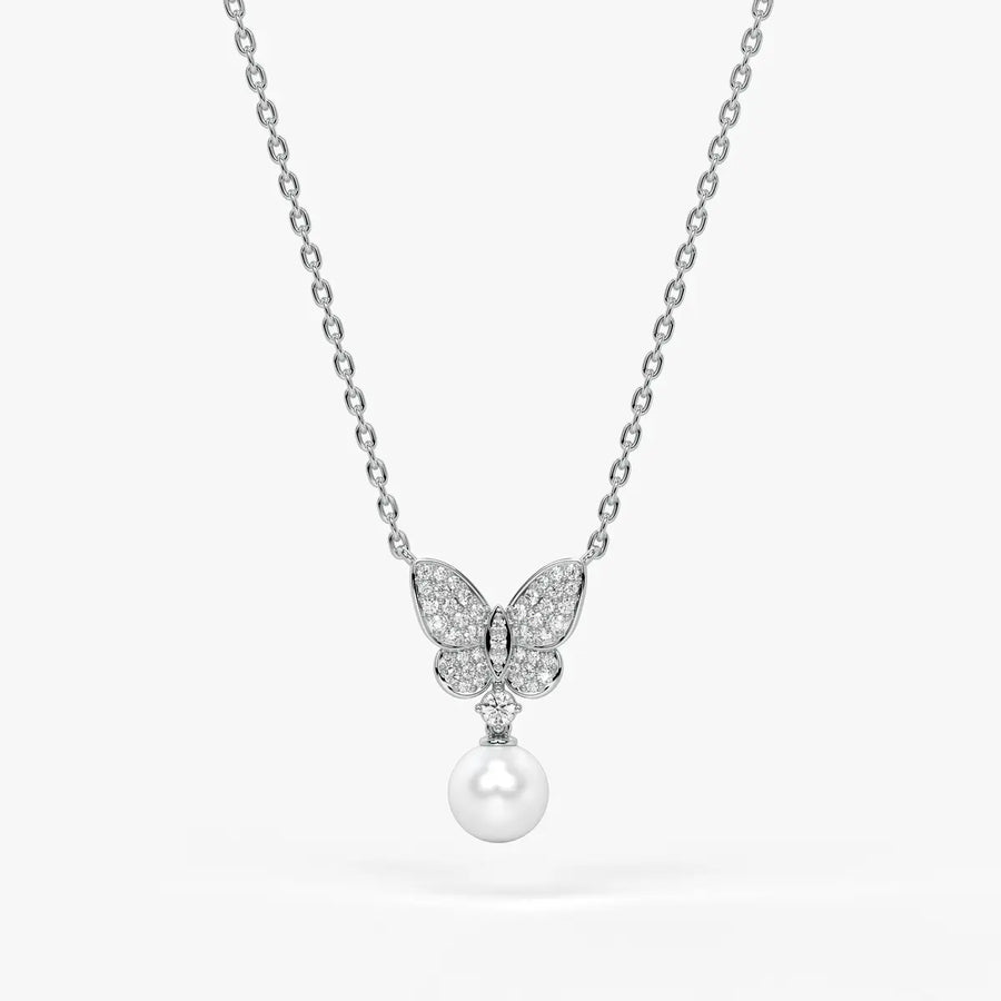 Butterfly Pearl Drop Pendant
