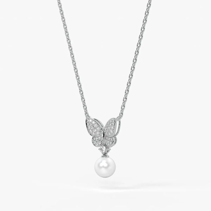 Butterfly Pearl Drop Pendant