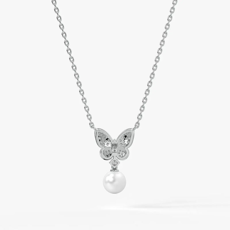 Butterfly Pearl Drop Pendant
