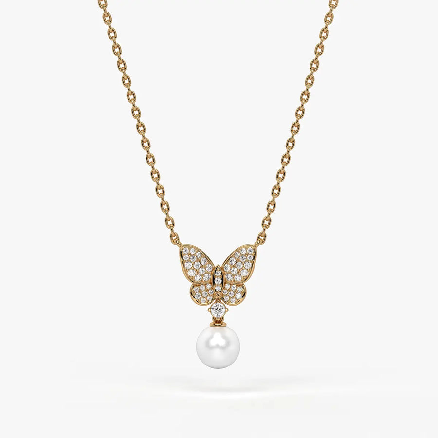 Butterfly Pearl Drop Pendant