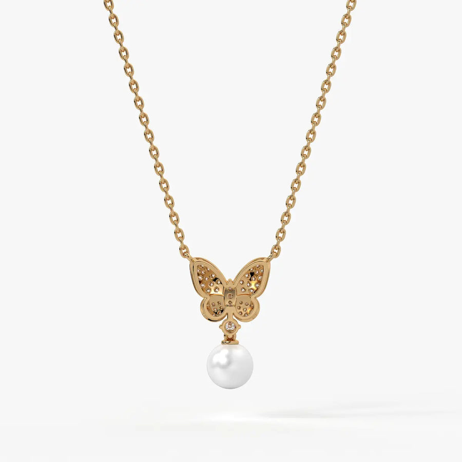 Butterfly Pearl Drop Pendant