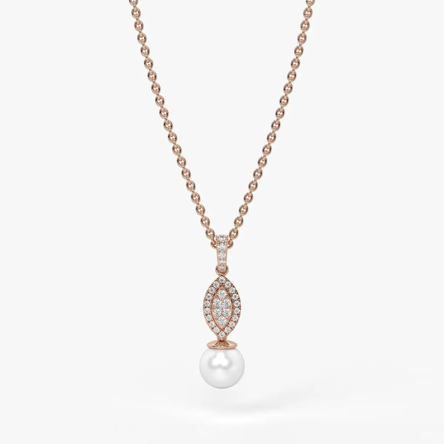 Marquise Halo Drop Pendant