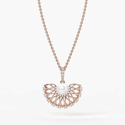 Floral Pearl Diamond Pendant