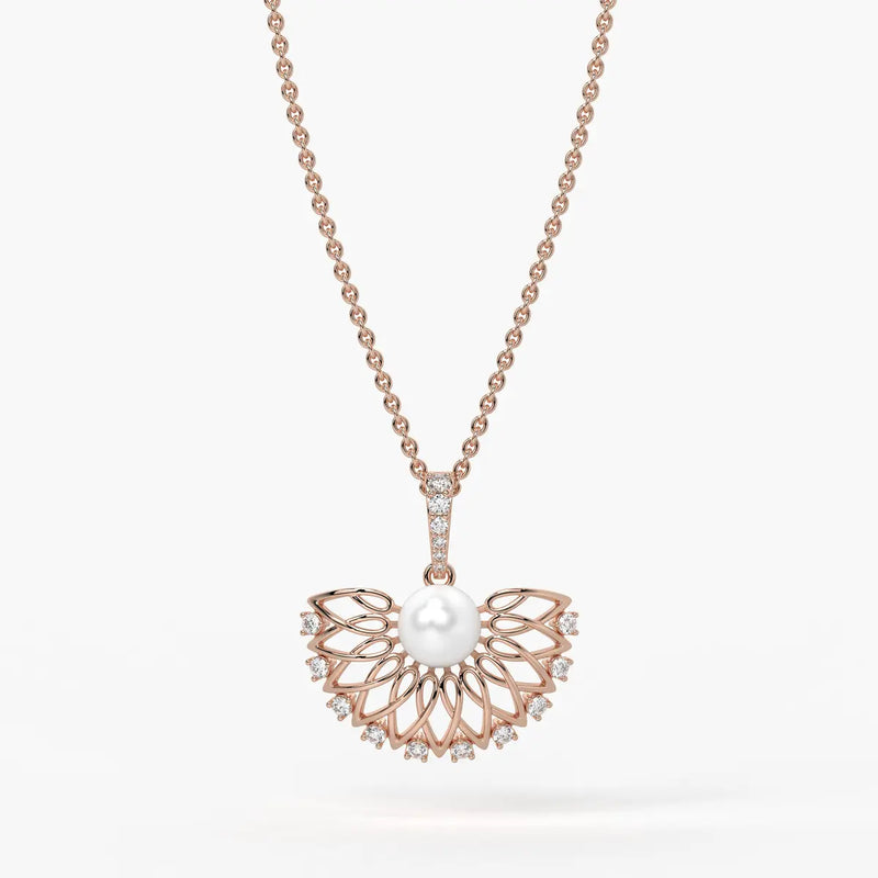 Floral Pearl Diamond Pendant
