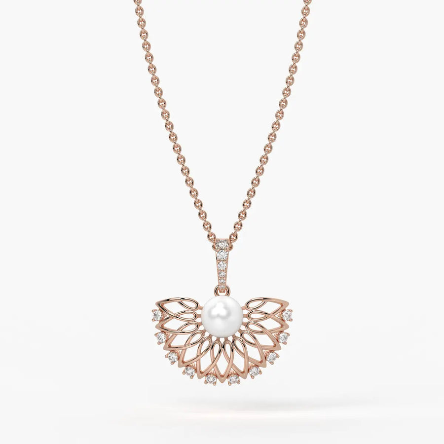 Floral Pearl Diamond Pendant