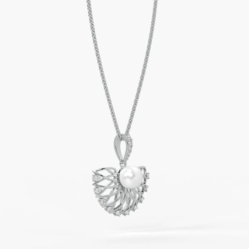 Floral Pearl Diamond Pendant