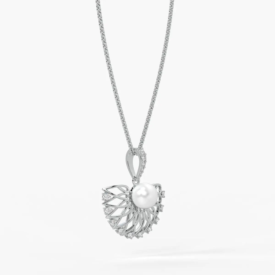 Floral Pearl Diamond Pendant