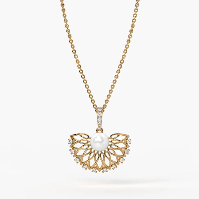 Floral Pearl Diamond Pendant