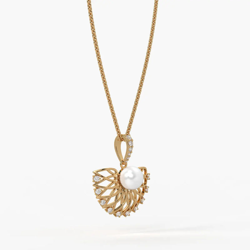 Floral Pearl Diamond Pendant