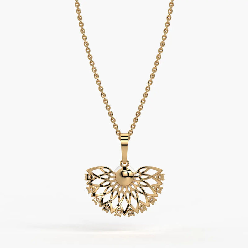 Floral Pearl Diamond Pendant