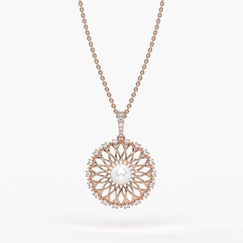 Sunburst Pearl Diamond Pendant