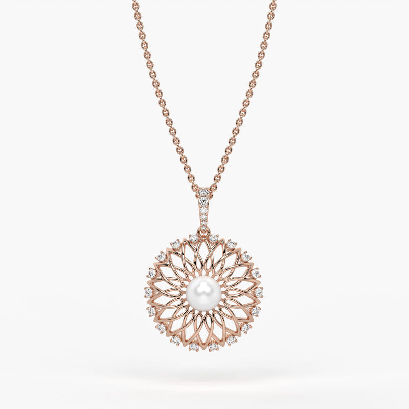 Sunburst Pearl Diamond Pendant
