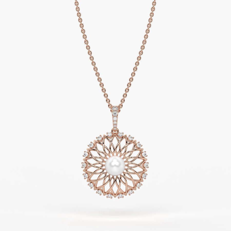 Sunburst Pearl Diamond Pendant