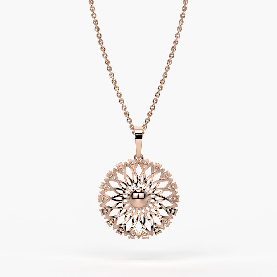 Sunburst Pearl Diamond Pendant