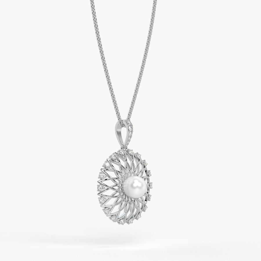 Sunburst Pearl Diamond Pendant