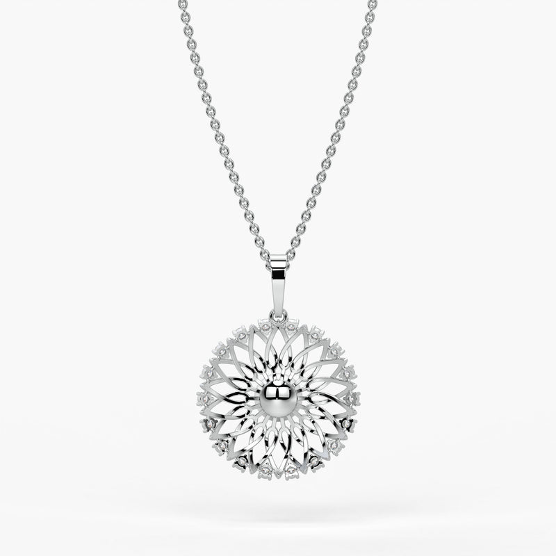 Sunburst Pearl Diamond Pendant