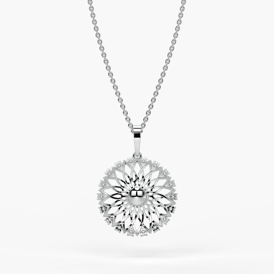 Sunburst Pearl Diamond Pendant