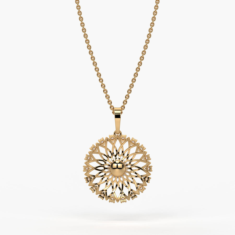 Sunburst Pearl Diamond Pendant