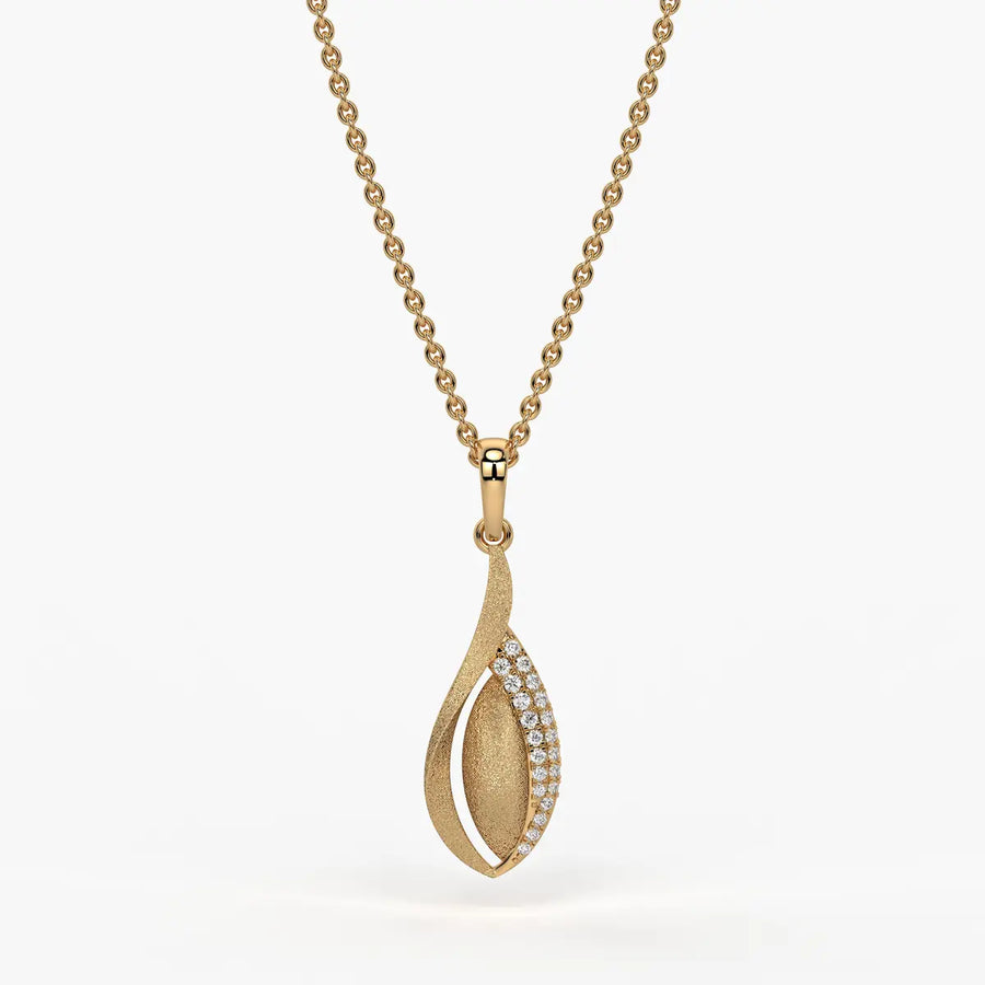 Textured Bud Stone-Set Pendant