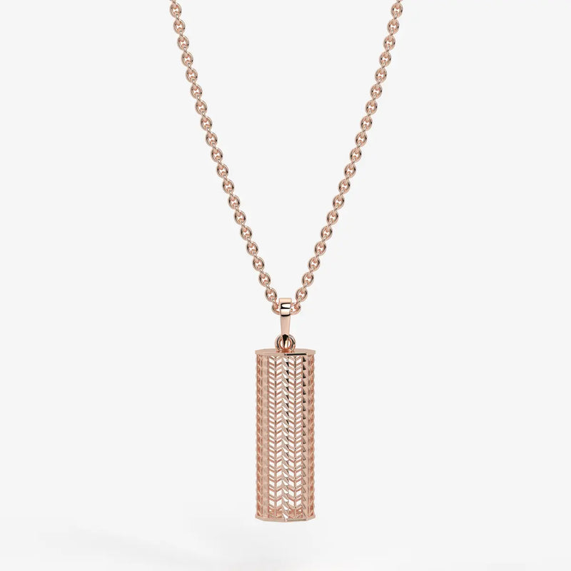 Chevron Lattice Cylinder Drop Pendant