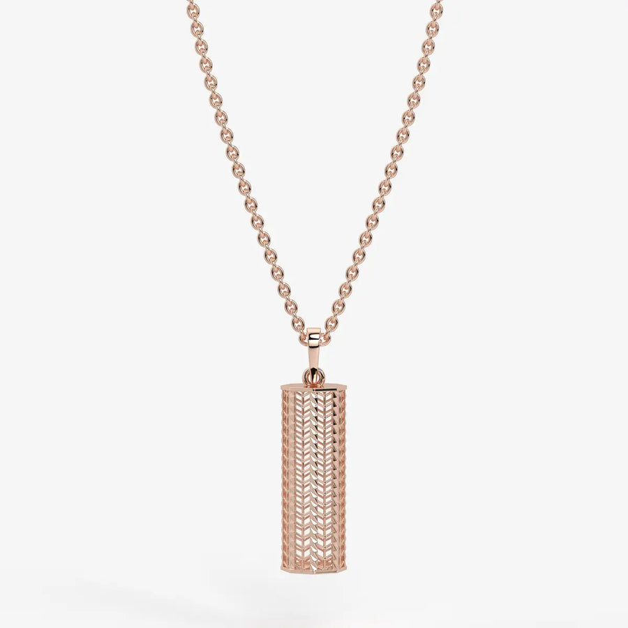 Chevron Lattice Cylinder Drop Pendant