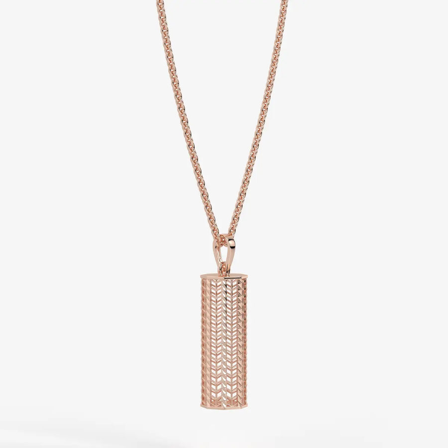 Chevron Lattice Cylinder Drop Pendant