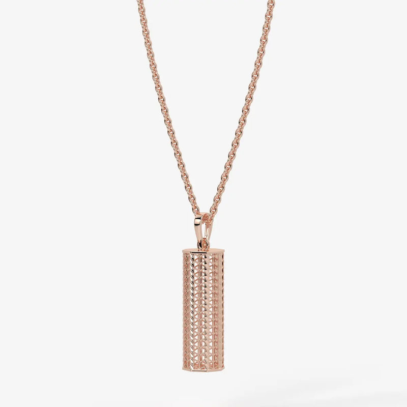 Chevron Lattice Cylinder Drop Pendant